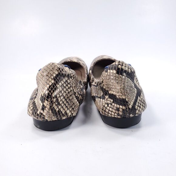 Via Bleu Heleiia Casual Slip On Ballet Flats Womens Size 7.5 Beige Snakeskin - Picture 3 of 9